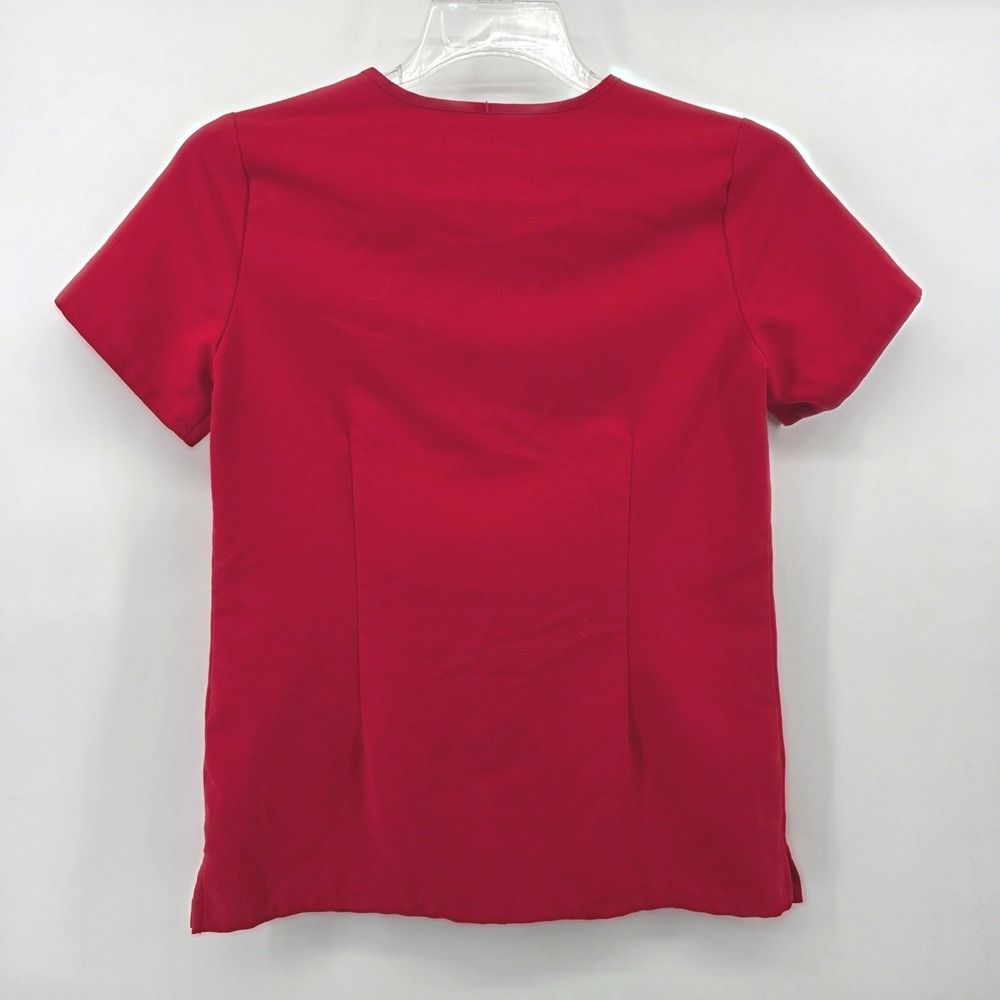FIGS Technical Collection Womens XS Red Casma V-Neck One-Pocket Scrub Top - Picture 2 of 5